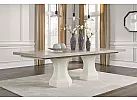 Wooden Rectangular Extendable (4-8 Seaters) Dining Table Set with 8 Fabric White Upholstered Dining Chairs - Scotsdale