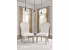 Wooden Round (4-6 Seaters) Dining Table Set with 4 Fabric White Upholstered Dining Chairs - Scotsdale