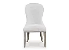 Wooden Round (4-6 Seaters) Dining Table Set with 4 Fabric White Upholstered Dining Chairs - Scotsdale