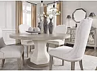 Wooden Round (4-6 Seaters) Dining Table Set with 4 Fabric White Upholstered Dining Chairs - Scotsdale