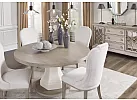 Wooden Round (4-6 Seaters) Dining Table Set with 4 Fabric White Upholstered Dining Chairs - Scotsdale