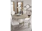 Wooden Round (4-6 Seaters) Dining Table Set with 4 Fabric White Upholstered Dining Chairs - Scotsdale