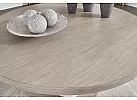 Wooden Round (4-6 Seaters) Dining Table Set with 4 Fabric White Upholstered Dining Chairs - Scotsdale