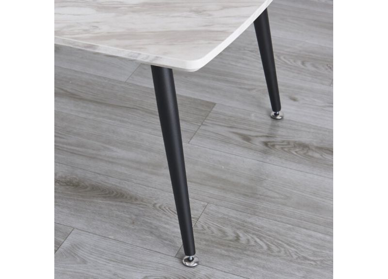 Set of 2 Marble Coffee Table with Metal Legs in White Colour - Dora