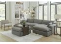 Grey/ Beige Large Ottoman in Fabric Upholstery - Blakeview