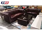 Francis Chesterfield Style Leather Sofa Set (3 Seater + 2 Seater + Arm Chair)