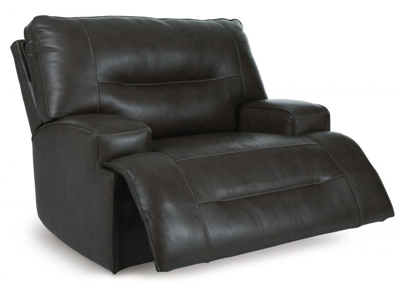 Electric Leather Recliner Oversized Armchair in Black Colour - Falcon