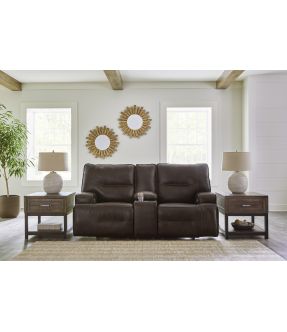 Electric 2 Seater Leather Recliner with Console in Brown Colour - Falcon