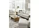 Genuine Leather Lounge Suite Set in Coconut White/ Grey (Ottoman + Armchair + 2 Seater + 3 Seater) - Calista