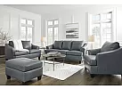 Genuine Leather Lounge Suite Set in Coconut White/ Grey (Ottoman + Armchair + 2 Seater + 3 Seater) - Calista