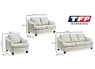 Genuine Leather Lounge Suite Set in Coconut White/ Grey (Ottoman + Armchair + 2 Seater + 3 Seater) - Calista