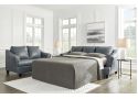 3 Seater Pull Out Queen Size Leather Sofa Bed in White/ Grey Colour - Calista