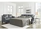 3 Seater Pull Out Queen Size Leather Sofa Bed in Coconut White/ Grey Colour - Calista