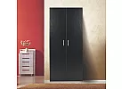 Black/ White 2 Door Wardrobe with 5 Shelves And Hanging Rail - Rowan