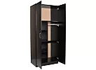 Black/ White 2 Door Wardrobe with 5 Shelves And Hanging Rail - Rowan