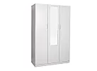 Black/ White 3 Door Mirrored with 5 Shelves Wardrobe - Sunbury