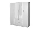 Black/ White 4 Door Mirrored with 2 Drawers Wardrobe - Sunbury