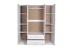 Black/ White 4 Door Mirrored with 2 Drawers Wardrobe - Sunbury