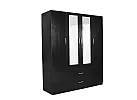 Black/ White 4 Door Mirrored with 2 Drawers Wardrobe - Sunbury