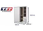 Black/ White Sliding 2 Door and 5 Drawers Modular Wardrobe - Milton