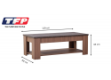 Rectangular Wooden Coffee Table with Shelf - Adam
