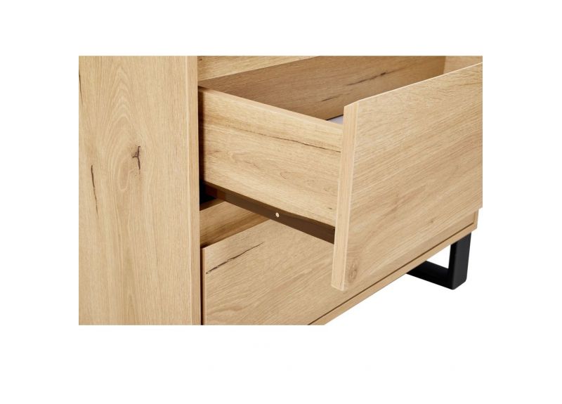 Wooden/ Timber Contemporary Dresser and Mirror with 6 Drawers in Natural Oak Colour - Coogee
