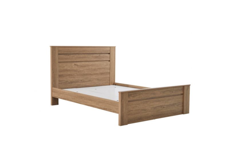 Wooden/Timber Contemporary Double Bed Frame with Dark Oak/ Walnut Colour - Jason