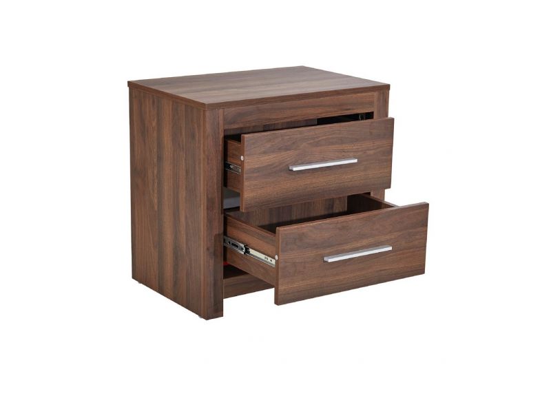 Wooden/Timber Bedside Table with 2 Drawers in Dark Oak/ Walnut Colour - Jason