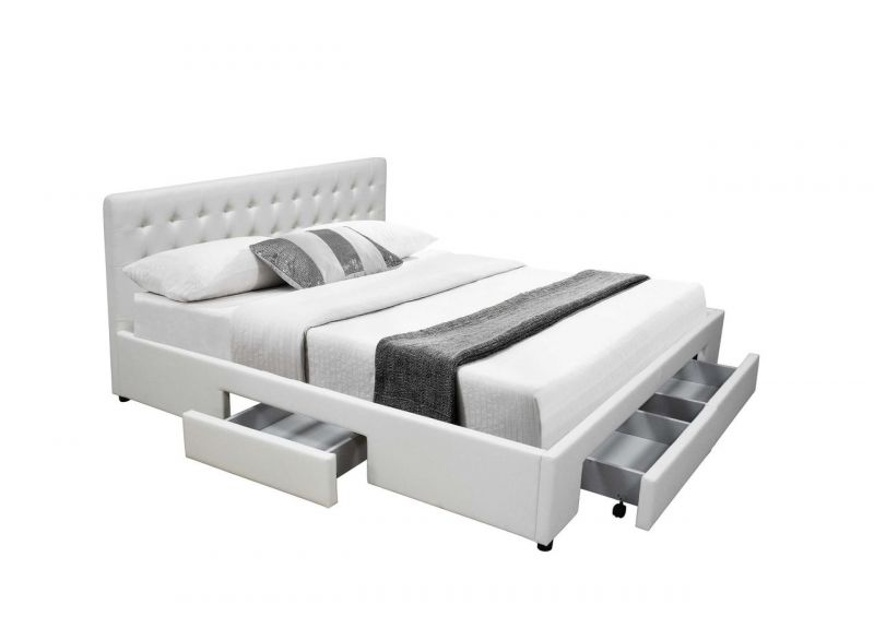 PU Leather Upholstered Double Bed Frame with 4 Storage Drawers - Julie
