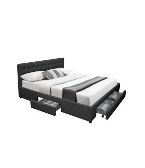 PU Leather Upholstered Queen Bed Frame with 4 Storage Drawers - Julie