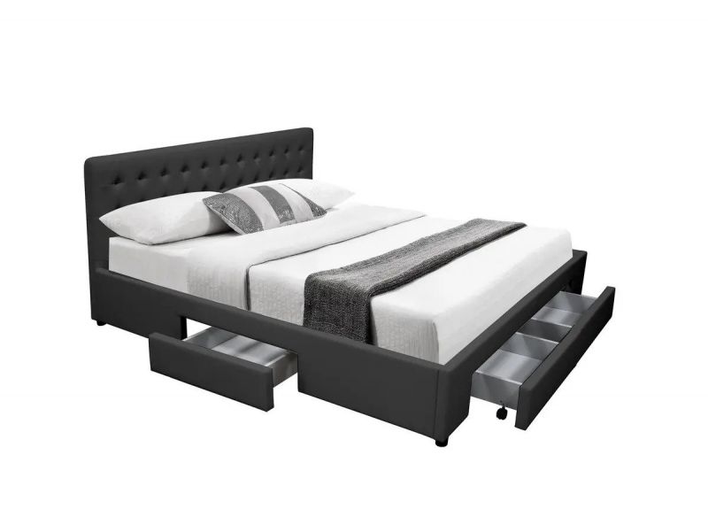 PU Leather Upholstered Queen Bed Frame with 4 Storage Drawers - Julie