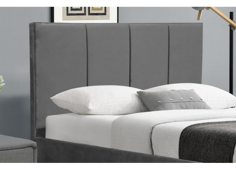 Velvet Upholstered Double Bed Frame in MDF Wood - Matthew