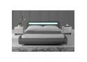 Queen Bed with LED Light and Upholstered in Faux Premium Leather - Thomas