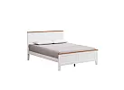 White Timber Double Bed Frame with Panelled Headboard and Pine Tops - Harrington