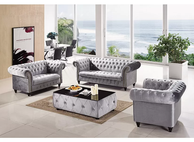Yallambie Chesterfield Style Fabric 2 Seater Sofa