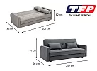 Light/ Dark Grey Comfort King Single 3-Seater Sofa Bed with Storage - Jacka