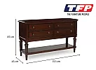 Brown Solid Wooden Rectangular Buffet Table with 4 Drawers and Shelf - Lavinson