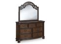 Brown Wooden Dresser and Mirrow with 7 Smooth-Gliding Drawers - Lavinson