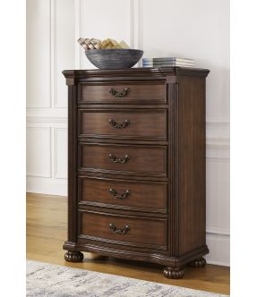 Brown Wooden Chest of Drawer with 5 Smooth-Gliding Drawers - Lavinson