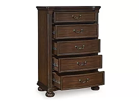 Brown Wooden Chest of Drawer with 5 Smooth-Gliding Drawers - Lavinson