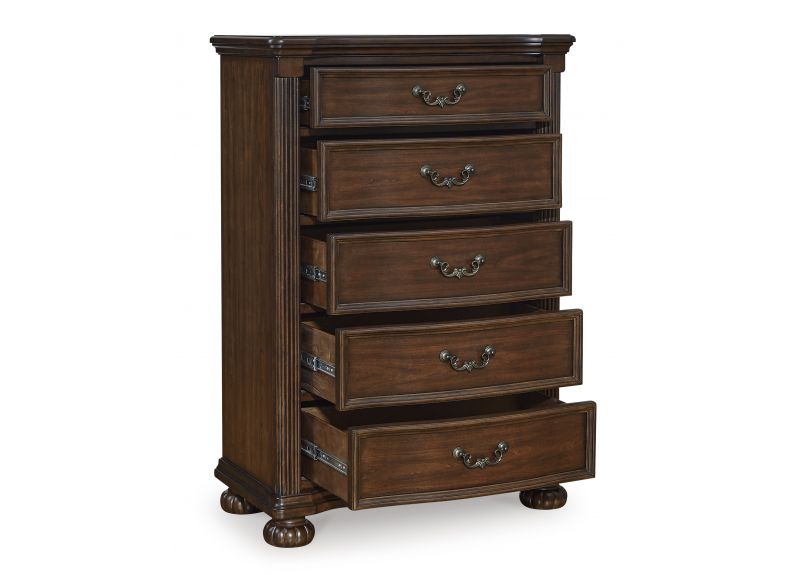 Brown Wooden Chest of Drawer with 5 Smooth-Gliding Drawers - Lavinson
