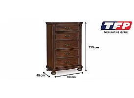 Brown Wooden Chest of Drawer with 5 Smooth-Gliding Drawers - Lavinson