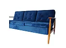 Blue 3-Seater Velvet Fabric Click-Clack Sofa Bed - Lidsdale