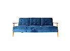 Blue 3-Seater Velvet Fabric Click-Clack Sofa Bed - Lidsdale