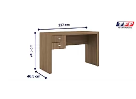 Brown Wooden Home Office Desk 117cm with 2 drawers - Habana