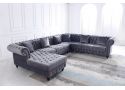 7 Seater Fabric U-Shape Modular Lounge Suite with Chaise and Nail Trim Design - Laura