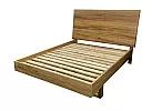 Natural Marri Timber Queen Bed with Angled Headboard and Solid Timber Slats - Lockwood 