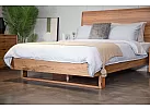 Natural Marri Timber Queen Bed with Angled Headboard and Solid Timber Slats - Lockwood 