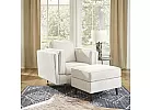 White Fabric Mid-Century Lounge Suite Set (Armchair + 2 Seater + 3 Seater + Ottoman) - Macquarie