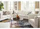 White Fabric Mid-Century Lounge Suite Set (Armchair + 2 Seater + 3 Seater + Ottoman) - Macquarie